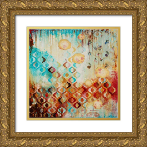 Ditsy Gold Ornate Wood Framed Art Print with Double Matting by Robinson, Heather