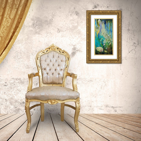 Pond Dripples II Gold Ornate Wood Framed Art Print with Double Matting by Robinson, Heather