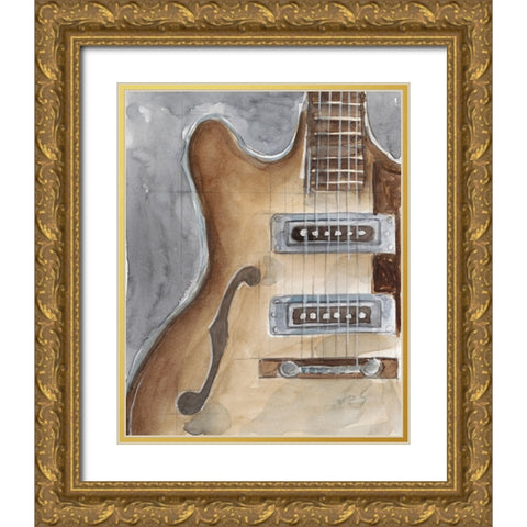 Watercolor Instrument Study I Gold Ornate Wood Framed Art Print with Double Matting by Harper, Ethan