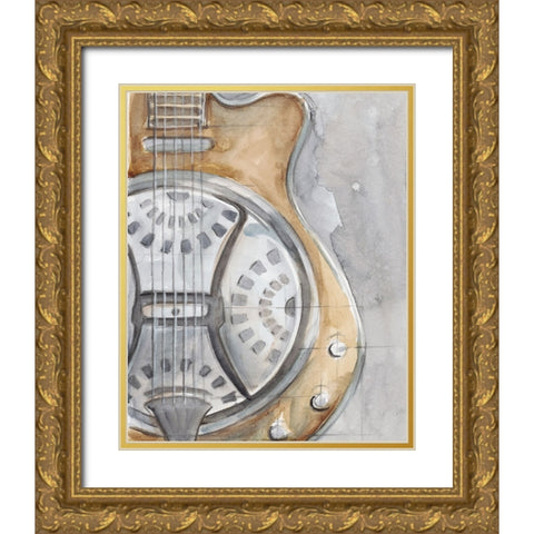 Watercolor Instrument Study III Gold Ornate Wood Framed Art Print with Double Matting by Harper, Ethan