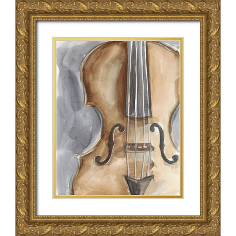 Watercolor Instrument Study IV Gold Ornate Wood Framed Art Print with Double Matting by Harper, Ethan
