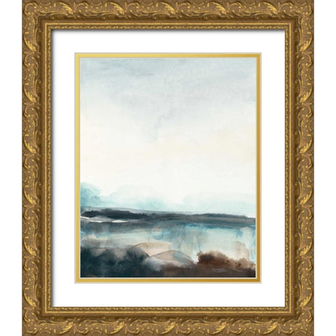 Horizon Flow I Gold Ornate Wood Framed Art Print with Double Matting by Vess, June Erica