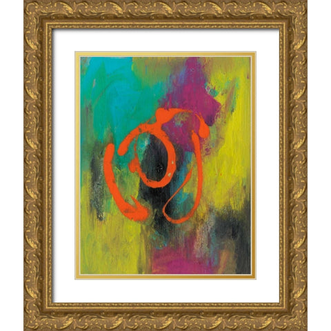 Orange Graffiti I Gold Ornate Wood Framed Art Print with Double Matting by Combs, Joyce