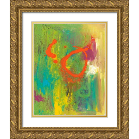 Orange Graffiti IV Gold Ornate Wood Framed Art Print with Double Matting by Combs, Joyce