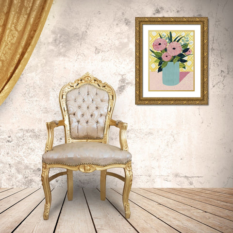 Retro Bouquet I Gold Ornate Wood Framed Art Print with Double Matting by Popp, Grace