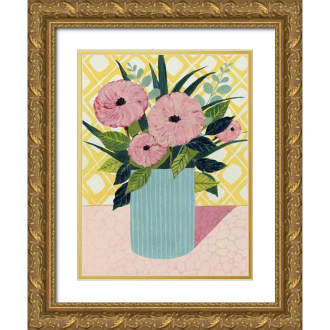 Retro Bouquet I Gold Ornate Wood Framed Art Print with Double Matting by Popp, Grace