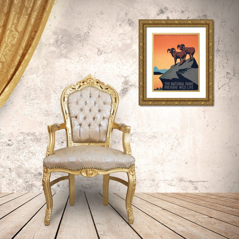 See America II Gold Ornate Wood Framed Art Print with Double Matting by Studio W