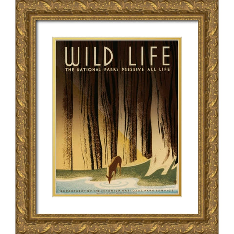 See America III Gold Ornate Wood Framed Art Print with Double Matting by Studio W