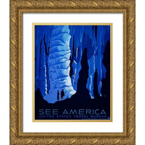 See America V Gold Ornate Wood Framed Art Print with Double Matting by Studio W