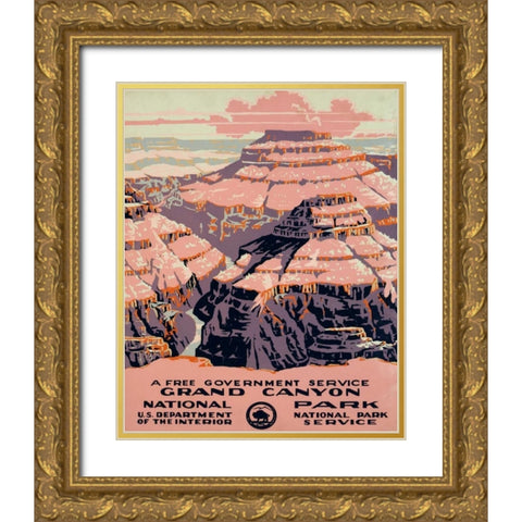 See America VII Gold Ornate Wood Framed Art Print with Double Matting by Studio W