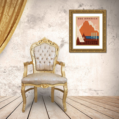 See America IX Gold Ornate Wood Framed Art Print with Double Matting by Studio W