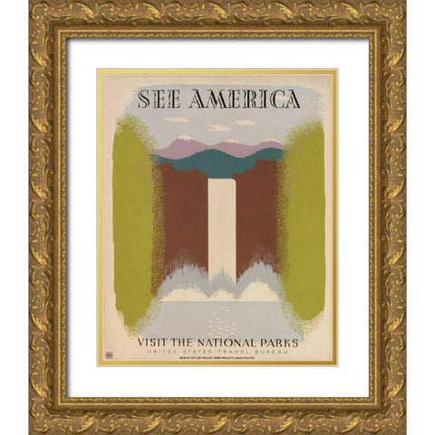 See America X Gold Ornate Wood Framed Art Print with Double Matting by Studio W