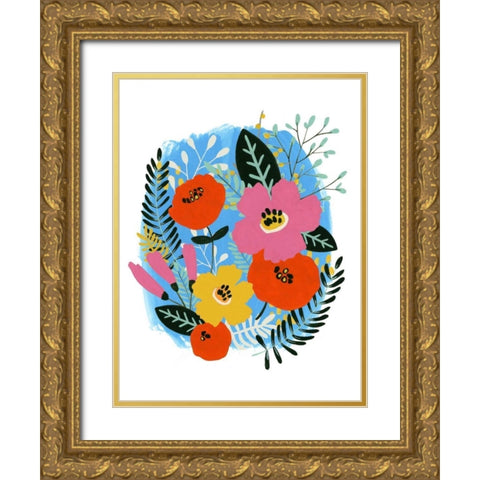 Bouquet Brights I Gold Ornate Wood Framed Art Print with Double Matting by Vess, June Erica