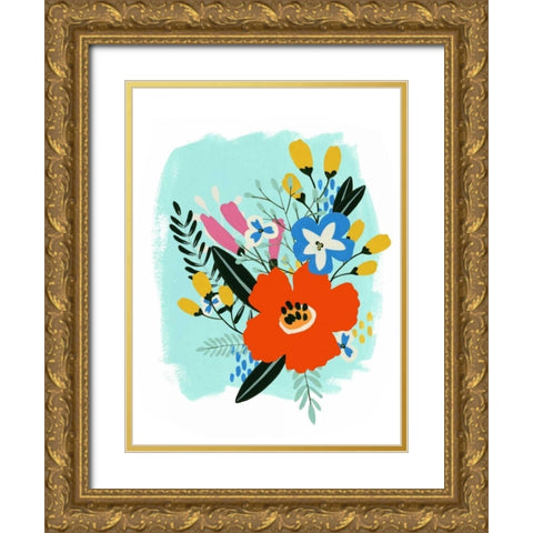 Bouquet Brights III Gold Ornate Wood Framed Art Print with Double Matting by Vess, June Erica