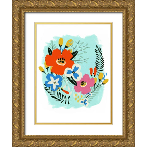 Bouquet Brights IV Gold Ornate Wood Framed Art Print with Double Matting by Vess, June Erica
