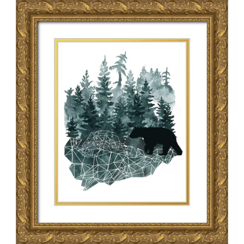 Faceted Animals II Gold Ornate Wood Framed Art Print with Double Matting by McCavitt, Naomi