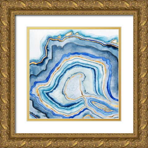Cobalt Agate I Gold Ornate Wood Framed Art Print with Double Matting by Popp, Grace