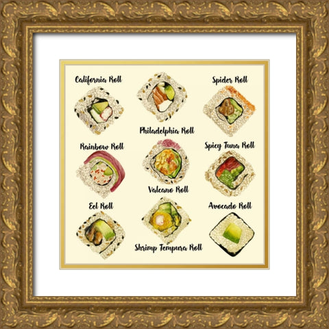 Sushi II Gold Ornate Wood Framed Art Print with Double Matting by Wang, Melissa