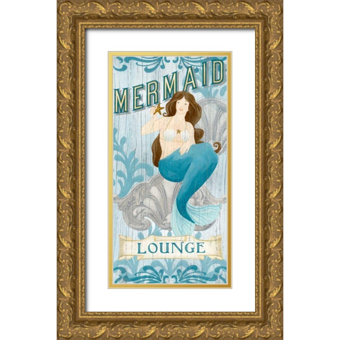 Mermaid I Gold Ornate Wood Framed Art Print with Double Matting by Vess, June Erica