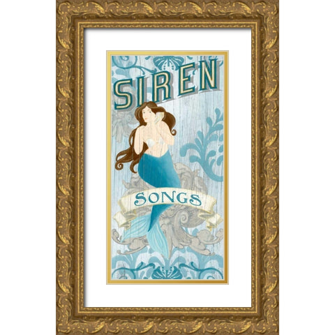 Mermaid II Gold Ornate Wood Framed Art Print with Double Matting by Vess, June Erica