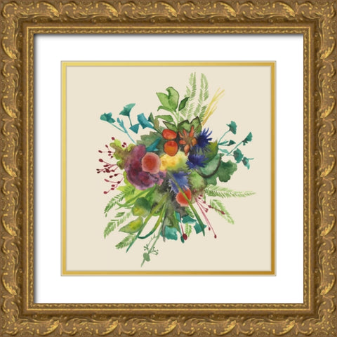 Watercolor Floral Spray III Gold Ornate Wood Framed Art Print with Double Matting by McCavitt, Naomi