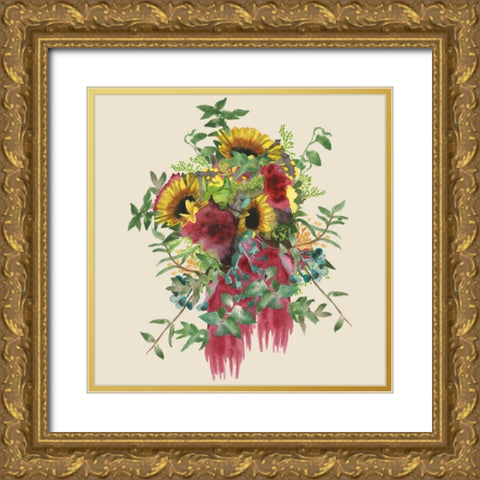 Watercolor Floral Spray IV Gold Ornate Wood Framed Art Print with Double Matting by McCavitt, Naomi