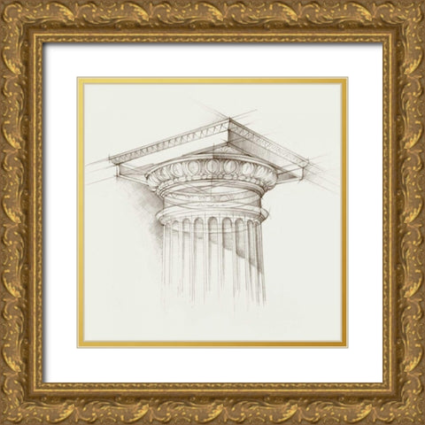 Column Schematic I Gold Ornate Wood Framed Art Print with Double Matting by Harper, Ethan
