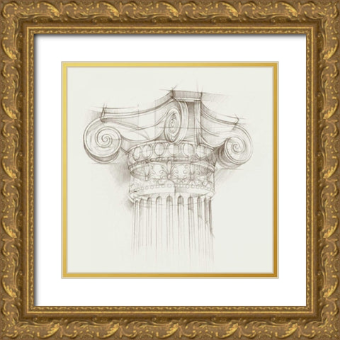 Column Schematic II Gold Ornate Wood Framed Art Print with Double Matting by Harper, Ethan