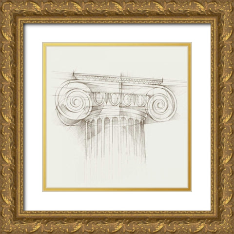 Column Schematic III Gold Ornate Wood Framed Art Print with Double Matting by Harper, Ethan