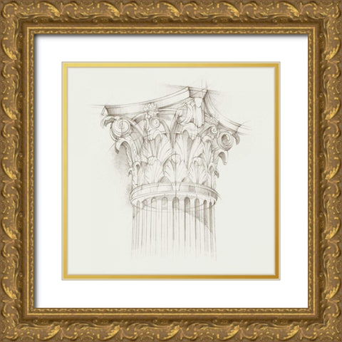 Column Schematic IV Gold Ornate Wood Framed Art Print with Double Matting by Harper, Ethan
