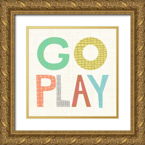 Kid Play III Gold Ornate Wood Framed Art Print with Double Matting by Zarris, Chariklia