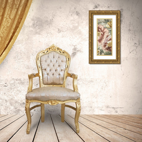 Earthtone Floral Panel I Gold Ornate Wood Framed Art Print with Double Matting by Kohnke, Catherine