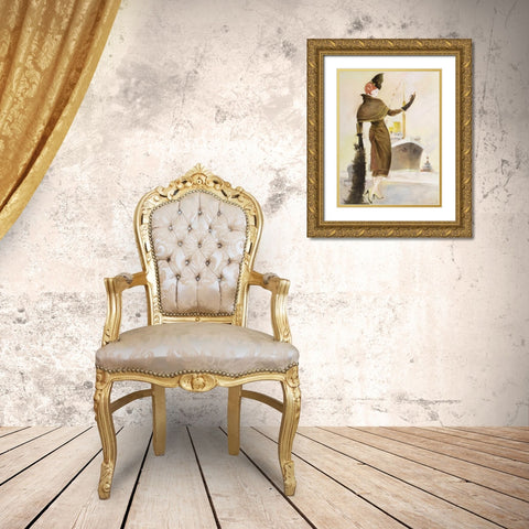 Vintage Lady III Gold Ornate Wood Framed Art Print with Double Matting by Reynolds, Graham