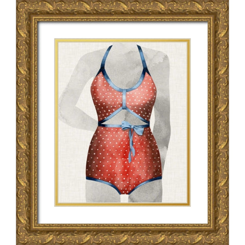 Vintage Bathing Suit II Gold Ornate Wood Framed Art Print with Double Matting by Popp, Grace