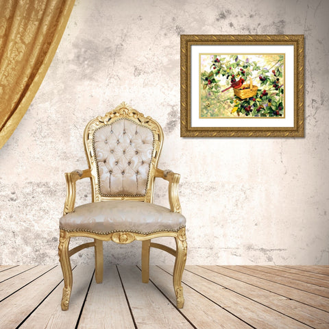 Berry Picker Gold Ornate Wood Framed Art Print with Double Matting by Matcham, Marcia