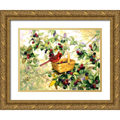 Berry Picker Gold Ornate Wood Framed Art Print with Double Matting by Matcham, Marcia