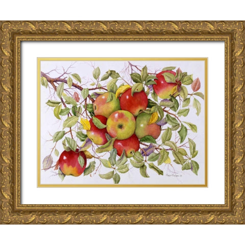 Apples Gold Ornate Wood Framed Art Print with Double Matting by Matcham, Marcia