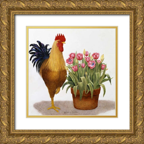 Tulip Time Gold Ornate Wood Framed Art Print with Double Matting by Matcham, Marcia