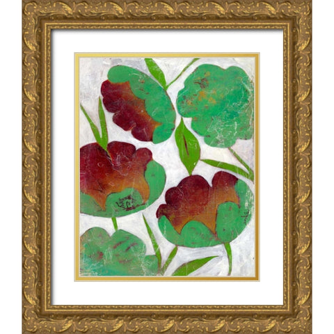 Verdigris Blooms II Gold Ornate Wood Framed Art Print with Double Matting by Zarris, Chariklia