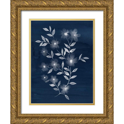 Flower Cyanotype II Gold Ornate Wood Framed Art Print with Double Matting by Popp, Grace