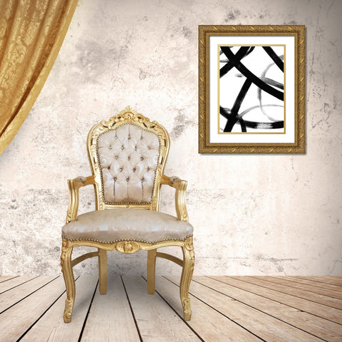 Monochrome Ripple II Gold Ornate Wood Framed Art Print with Double Matting by Popp, Grace