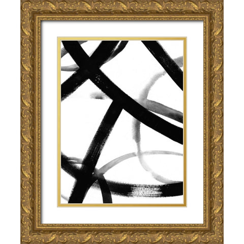 Monochrome Ripple II Gold Ornate Wood Framed Art Print with Double Matting by Popp, Grace