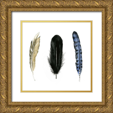 Soft Feathers I Gold Ornate Wood Framed Art Print with Double Matting by Popp, Grace