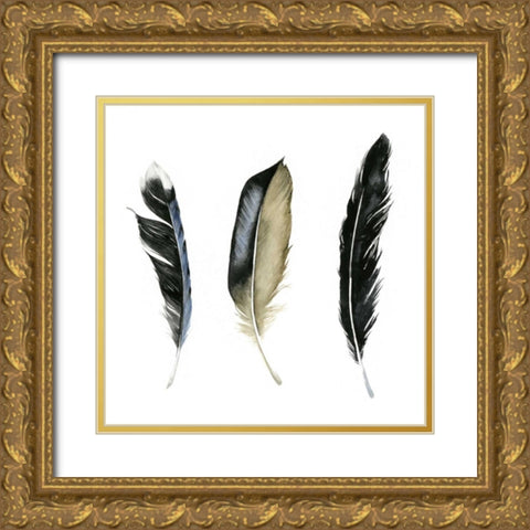 Soft Feathers II Gold Ornate Wood Framed Art Print with Double Matting by Popp, Grace