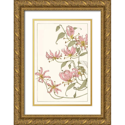 Botanical Gloriosa Lily I Gold Ornate Wood Framed Art Print with Double Matting by Wang, Melissa