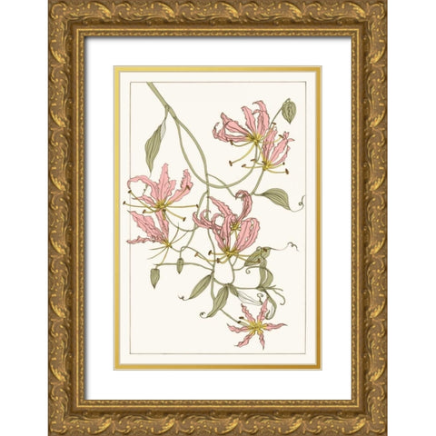Botanical Gloriosa Lily II Gold Ornate Wood Framed Art Print with Double Matting by Wang, Melissa