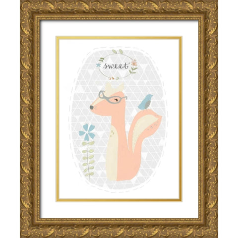 Quirky Forest I Gold Ornate Wood Framed Art Print with Double Matting by Vess, June Erica