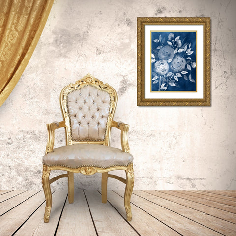 Cyanotype Roses I Gold Ornate Wood Framed Art Print with Double Matting by Popp, Grace