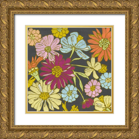 Summer Floral on Grey I Gold Ornate Wood Framed Art Print with Double Matting by Zarris, Chariklia