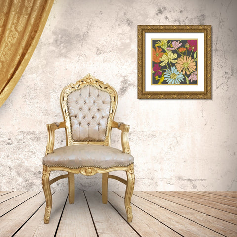 Summer Floral on Grey II Gold Ornate Wood Framed Art Print with Double Matting by Zarris, Chariklia